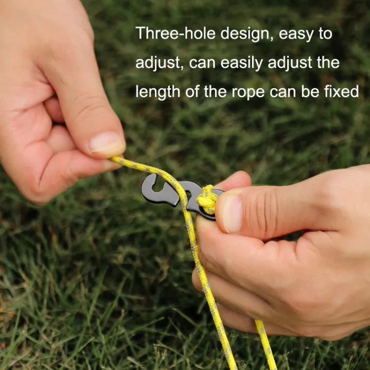 10pcs Outdoor Barracks Aluminum Alloy Umbrella Rope Buckle S-shaped Wind Rope Buckle(Black)