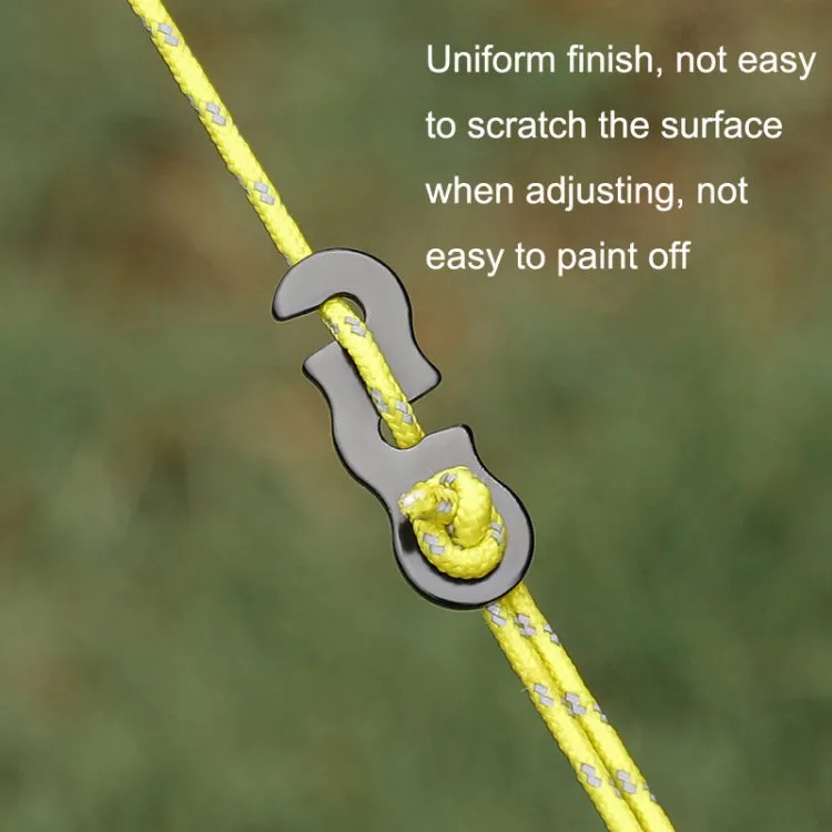 10pcs Outdoor Barracks Aluminum Alloy Umbrella Rope Buckle S-shaped Wind Rope Buckle(Black)