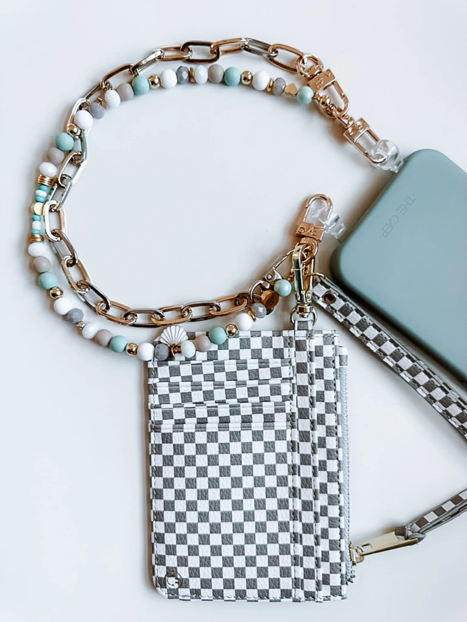 Gray Checkered Snap Wallet - Final Sale